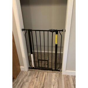 Extra Tall Walk Through Pet Gate with Small Pet Door, Includes 4-Inch Extension